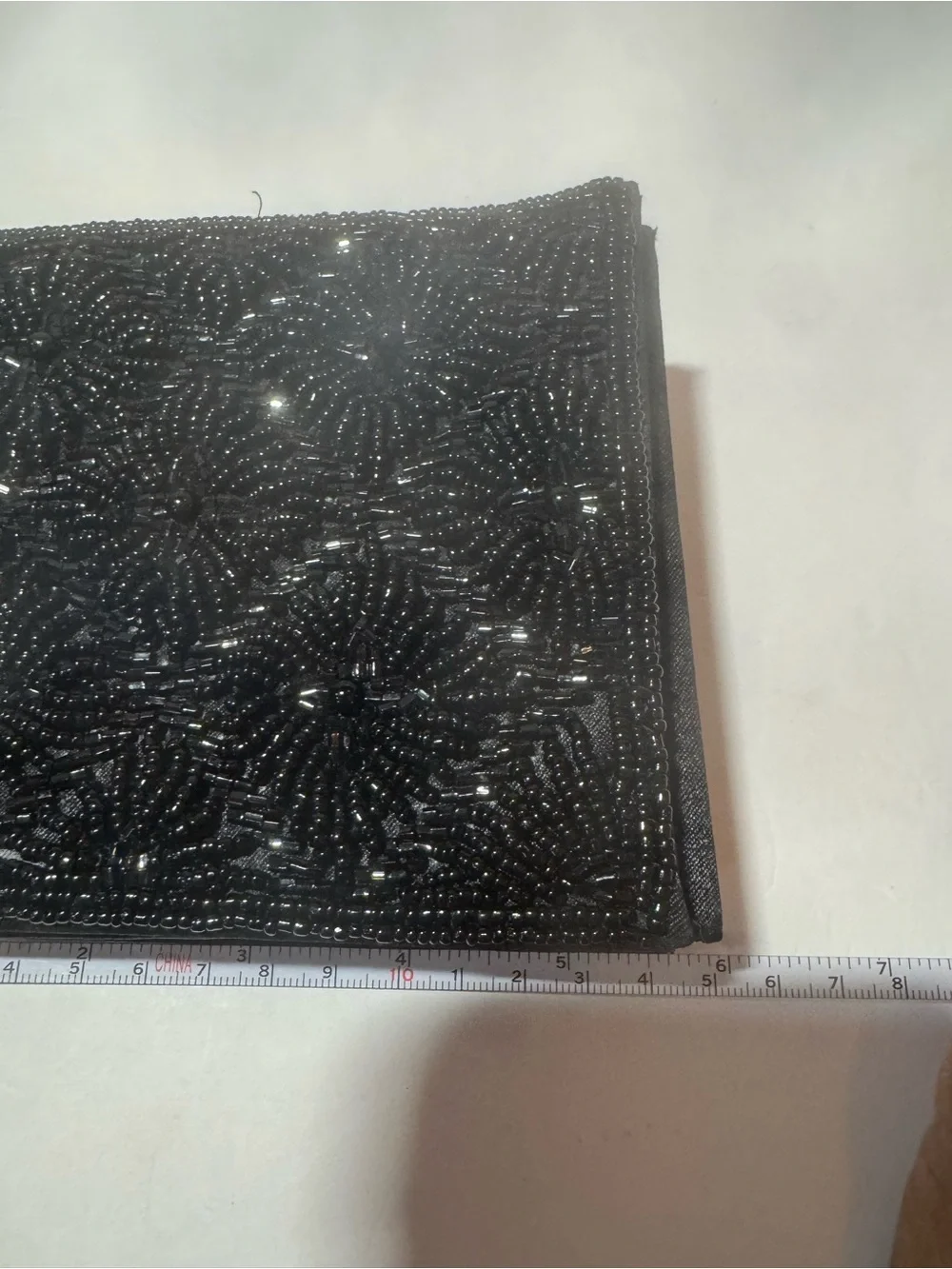 Vintage Black Beaded Evening Clutch Featuring An Intricate Floral & Starburst